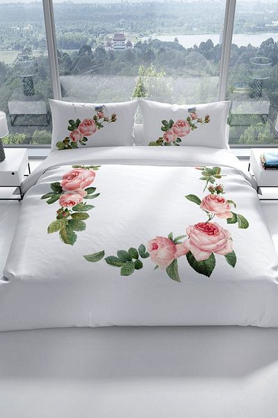 PerlaSera Pinkivy 3d Cotton Satin Double Duvet Cover Set