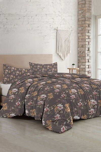 PerlaSera 3D Custom Design - Double Cotton Satin Duvet Cover Set, Retro Flowers Luxury