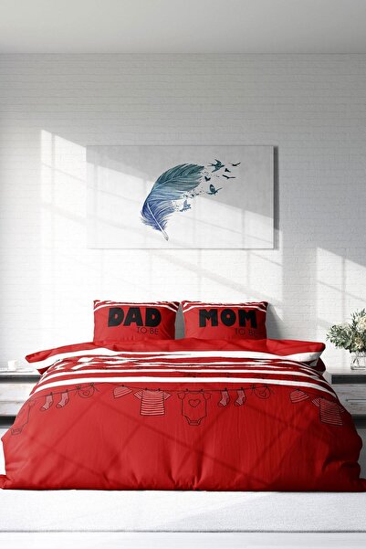 PerlaSera 3D Custom Design - Double Duvet Cover Set, Tightly Woven Cotton Satin, Mom & Dad
