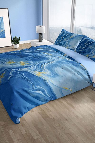 PerlaSera Bluedream 3d Cotton Satin Double Duvet Cover Set