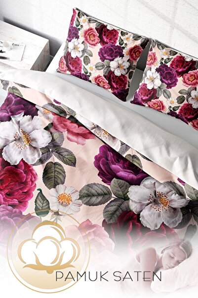 PerlaSera Двоспальний комплект постільної білизни з щільної бавовняної сатини 3D, спеціальний дизайн Flower Dream