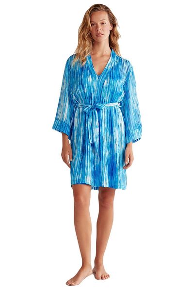 Catherine's Combed Cotton Mood Women's Blue Lux Dressing Gown Set