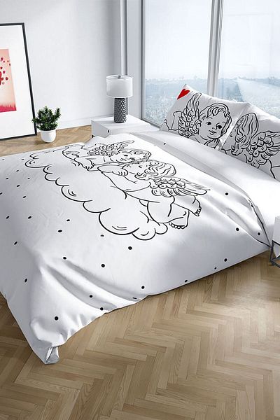 Cattleya Angel 3D Cotton Satin Double Duvet Cover Set