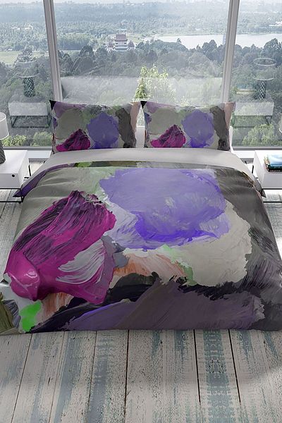 Cattleya Strokes 3D Cotton Satin Double Duvet Cover Set