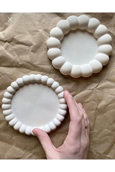 LİNECRAFT Bubble 2’li Dekoratif Beton Tabak Takı Tabağı Bardak Altlığı