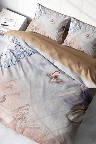 MonoHome Set cuvertură de pilota dublă din satin 100% bumbac cu cearșaf de fi...