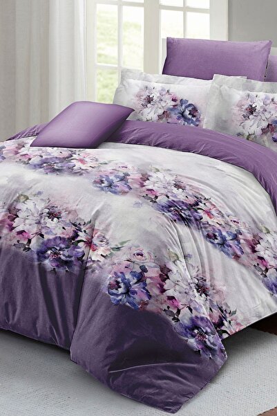 MonoHome Cadou de Ziua Mamei Set cuvertură de pilota din bumbac țesut personalizat satin dublu flori de liliac