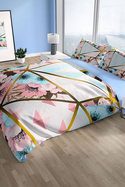 PerlaSera Goldline 3d Cotton Satin Double Duvet Cover Set