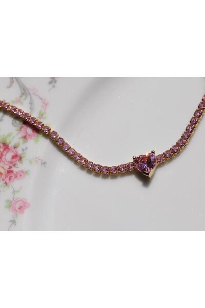 Reorah Collection Shiny Love Su Yolu Choker-altın Kaplama-pembe
