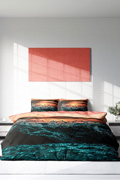 PerlaSera 3D Custom Design - Double Duvet Cover Set, Tightly Woven Cotton Satin, Sea