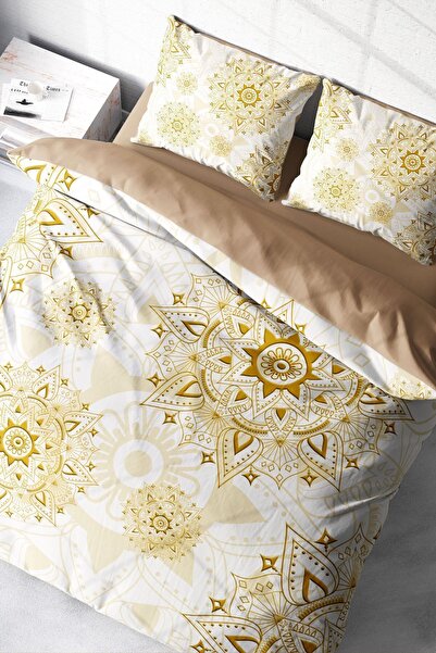 MonoHome Kıng Sıze Gold Luxury 3d Двоспальний комплект постільної білизни 220...