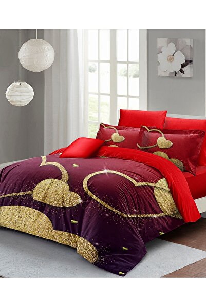 MonoHome Ημέρα του Αγίου Βαλεντίνου Προσαρμοσμένο Σετ Παπλωματοθήκη Ζευγάρι Βαμβακερό Satin Shine Love