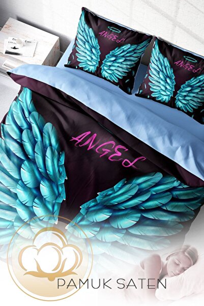 PerlaSera Blue Wing 3D Спеціальний дизайн - Двоспальний комплект постільної білизни з бавовняного сатину