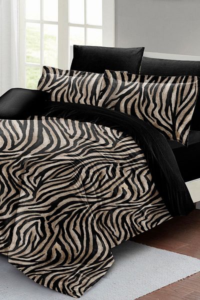 PerlaSera 3D Custom Design Duvet Cover Set - Tightly Woven Cotton Satin, Black Zebra