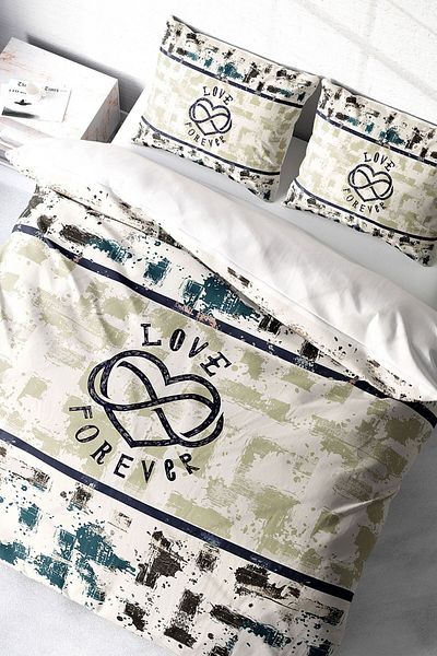 PerlaSera Love Forever 3D Custom Design - Double Duvet Cover Set, Tight Woven Cotton Satin
