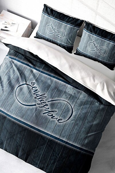 MonoHome Endless Love King Size Double Duvet Cover Set - Cotton Satin, 3D Special Design, 220X240Cm