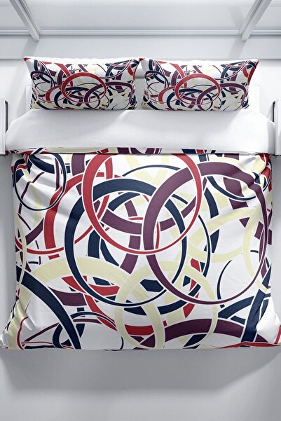 PerlaSera Σετ Παπλωματοθήκη Δαχτυλίδια 3d Βαμβακερό Σατέν Διπλό