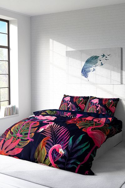 PerlaSera Flamingo I 3D Custom Design - Double Cotton Satin Duvet Cover Set