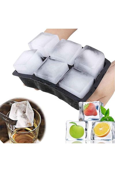 Myend 6-Piece Square Ice Mold - XL Icebox and Presentation Ice Cube 5cm