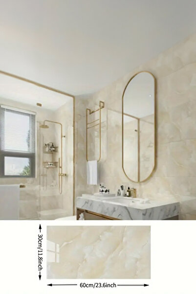 AfterTimes Plastik Mermer Desenli 60X30 Cm 1 Adet Yapışkanlı Mermer Desen Su ...