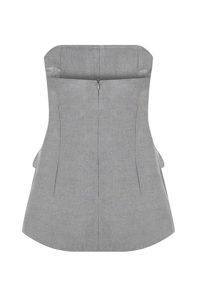 Whenever Company strapless Gray vest - with Back HiDDen Zipper anD Front Ornamental Buttons
