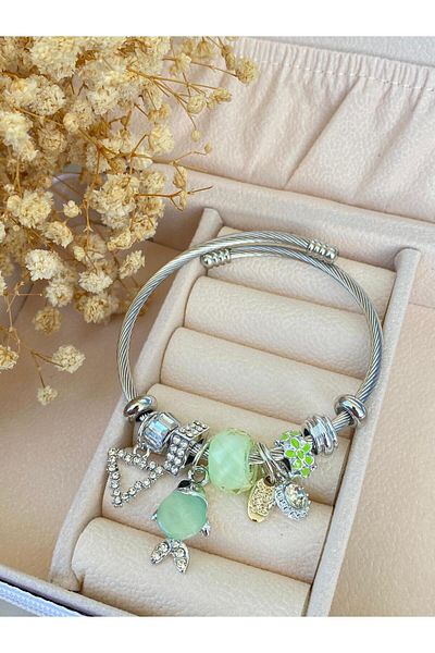 Karen Jewelry Charmed Fish Figured Steel Bracelet