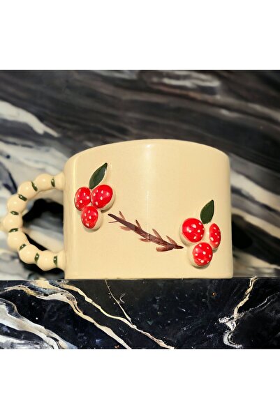 DDHANDMADE Handmade Ceramic Tea Coffee Cup Dbl Turkish Coffee Cup Mug Flower of Luck, Gift Kokina