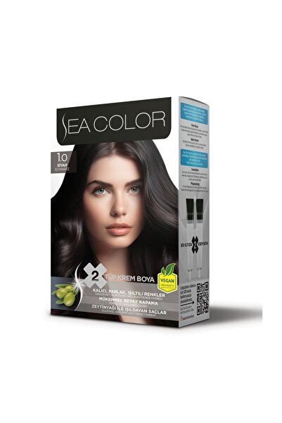 seacolor SEA COLOR KALICI AKMAYAN SAÇ BOYASI 2 ADET BOYA+OKSİDAN+ELDİVEN+BAKI...