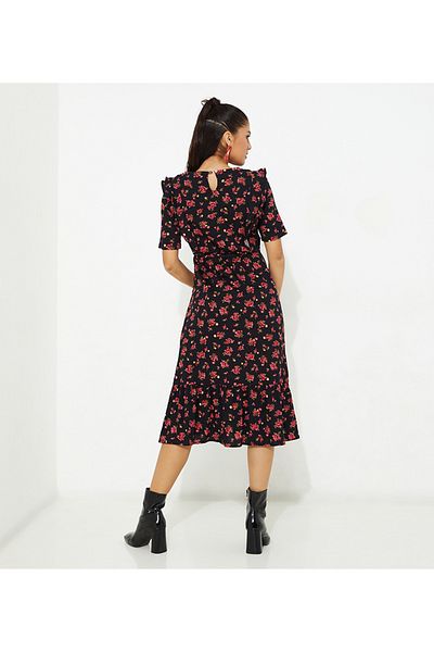 Aila Black Women's Midi dress