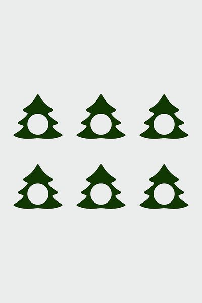 Story Christmas Pine Tree 6-Piece Green Color Acrylic Napkin Ring Napkin Ring
