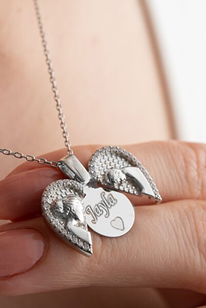 Silvano Jewelry 925 Ayar Gümüş Açılabilen Isimli Anne Bebek Kolye