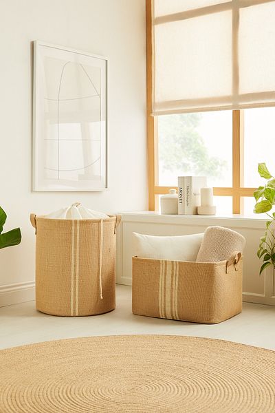 Ocean Home Textile Комплект от 2 юта, органайзер за играчки за гардероб, сгъваем кош за съхранение, кошница за съхранение, детски гардероб, пералня