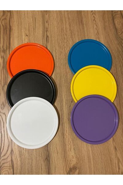 ESY LİNE 6'lı Metal Yuvarlak Çay, Kahve, Pasta Servis Tepsisi Dekoratif Sunum...