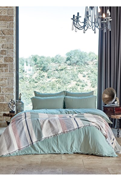 Dantela Shine&gloria Pamuk Çift Kişilik Müslin Nevresim&yatak Örtüsü Takımı -...