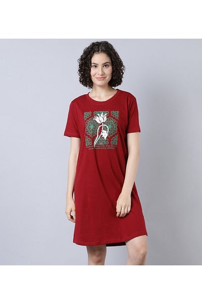 Aila Women's Sleepwear Red Dress