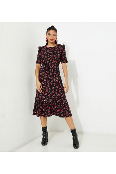 Aila Black Women's Midi dress