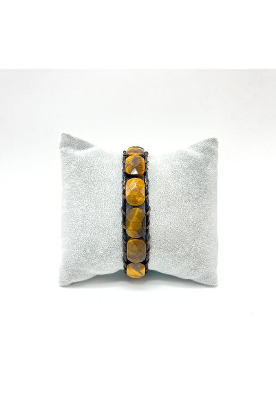 YILDIZ DOĞAL TAŞ Sertifikalı Kaplan Gözü Kilit Kapama Roleks Doğal Taş Deri Bileklik