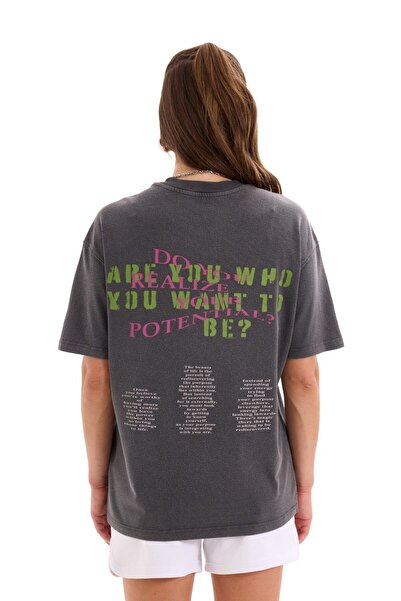 MORREZ Antrasit Baskılı T-Shirt