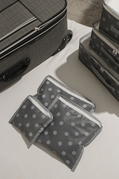 Nanteks 6-dijelni antracit Tačkasti dezen komadni organizator za kofer, set o...