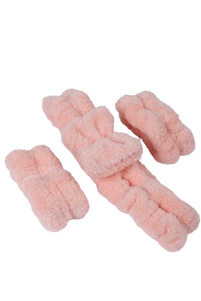 vosvera Soft Hair Band and Bracelet Makeup Application Set Pink