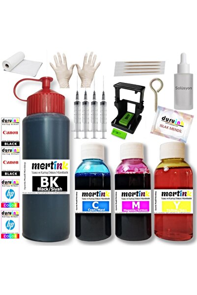 Mertink Hp F4172 F4175 F4180 (21 22) Kartuş Dolum Seti 500ml Siyah+3x100ml Re...