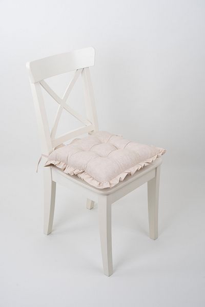 ALTINPAMUK Μαξιλάρι καρέκλας Fancy Frilly Pofidic Beige με κορδόνια 42x42cm