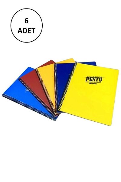 Gıpta GIPTA Punto Spiral PP Notebook - 180 Sheets, Ruled, 6 Pieces