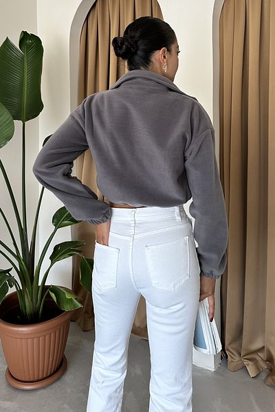 MODAGEN Fleece-Crop-Cardigan – Damen, Reißverschluss und Reißverschluss