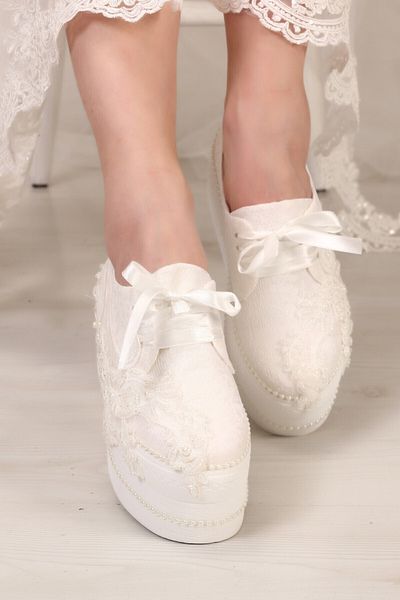 Berush Bride 345 Series Wedge Heel French Lace Wedding Dress Shoes