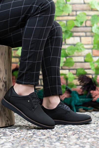 Riccon Men's Black Braided Casual Shoes0012192