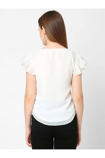 Mish By Styli Pleated Sleeves Georgette Top