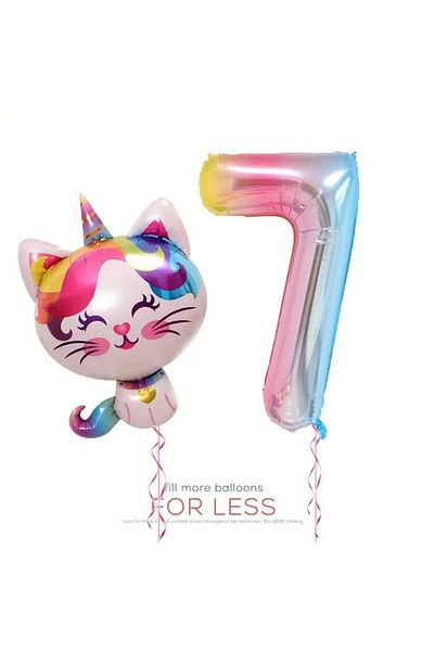 DÜVENCİ TİCARET Cute Cat Age Balloon Set