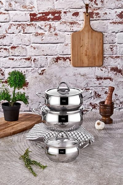 Taç Vitali Induction Based 3-Piece 6-Piece Steel Casserole Set