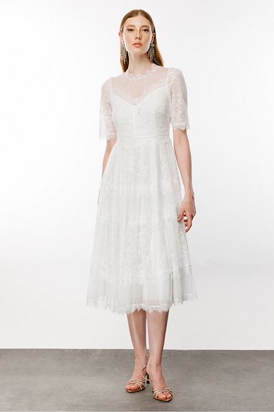 Nefeli Rochie de mireasă albă din dantelă pentru femei
